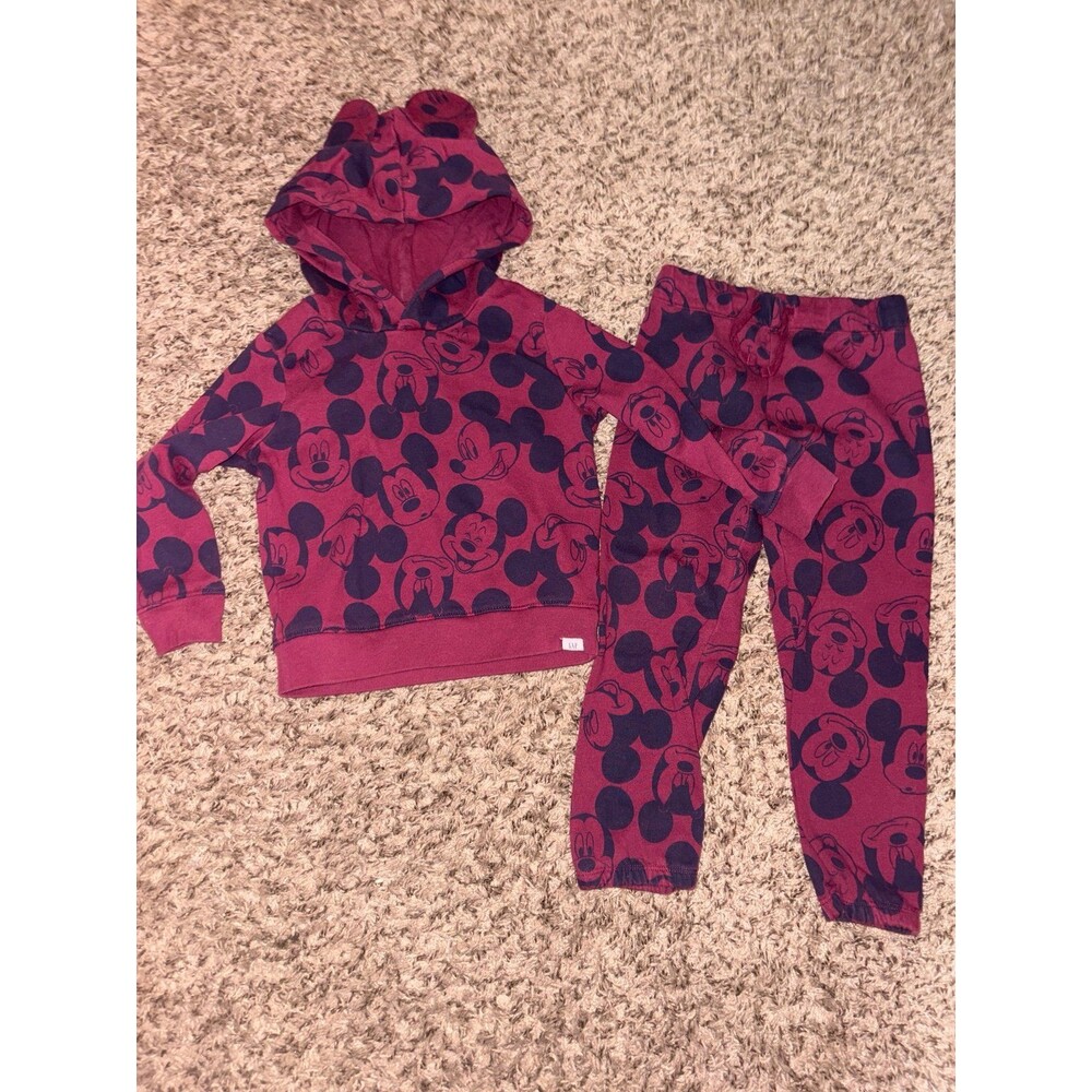 Baby Gap X Mickey 2 pc Set Hoodie Joggers‎ Unisex Boy Girl 4T GUC
